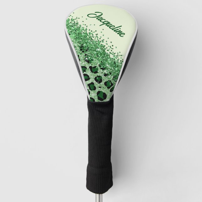 Elegant Green Leopard Print  Golf Head Cover (Front)