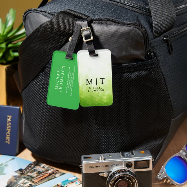 Elegant Green Light geometric Background Luggage Tag (Front & Back)