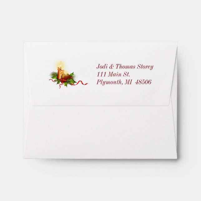 Elegant green lined Christmas Envelope (Back (Top Flap))