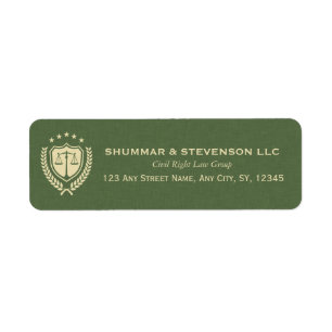Elegant Green Linen & Gold Justice Logo
