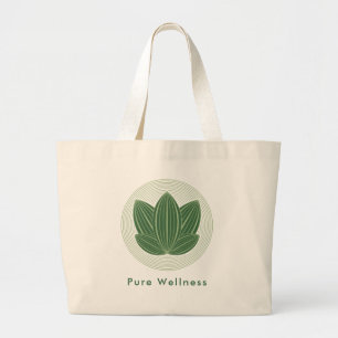 Elegant Green Lotus Leaf Eco Wellness Large Tote Bag