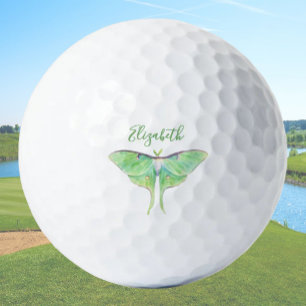 Elegant Green Luna Moth Personalised Ladies Golf Balls