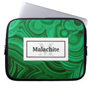 Elegant Green Malachite Rock Design Laptop Sleeve