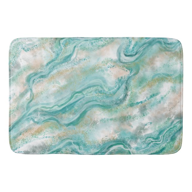 Elegant Green Marble Bathroom Rug Bath Mat (Front)