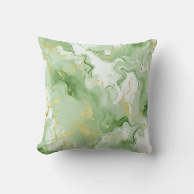 Elegant Green Marble Faux Gold Glitter Effect 0 Cushion (Front)