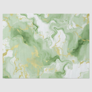 Elegant Green Marble Faux Gold Glitter Effect 0 Tissue Paper