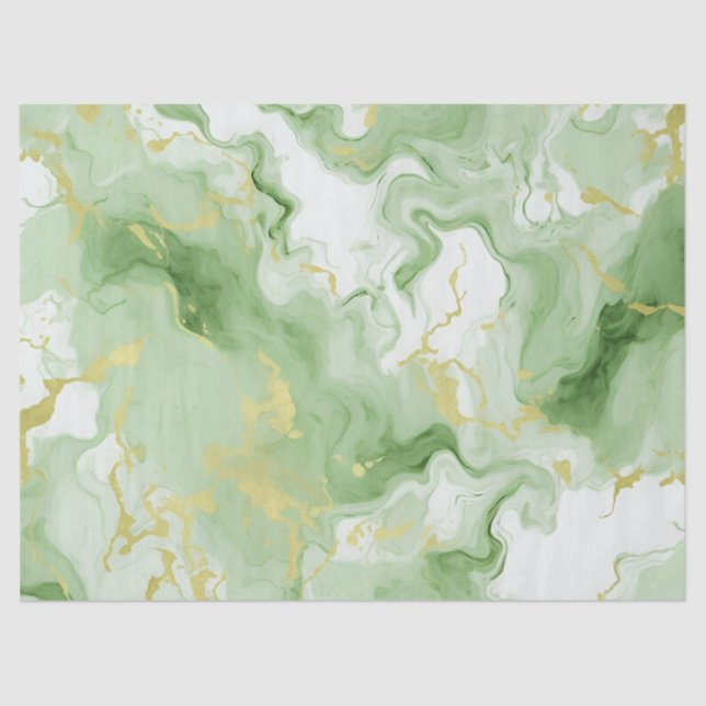 Elegant Green Marble Faux Gold Glitter Effect 0 Tissue Paper (Front)