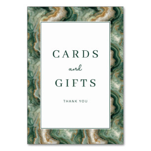 Elegant Green Marble Pattern Table Number