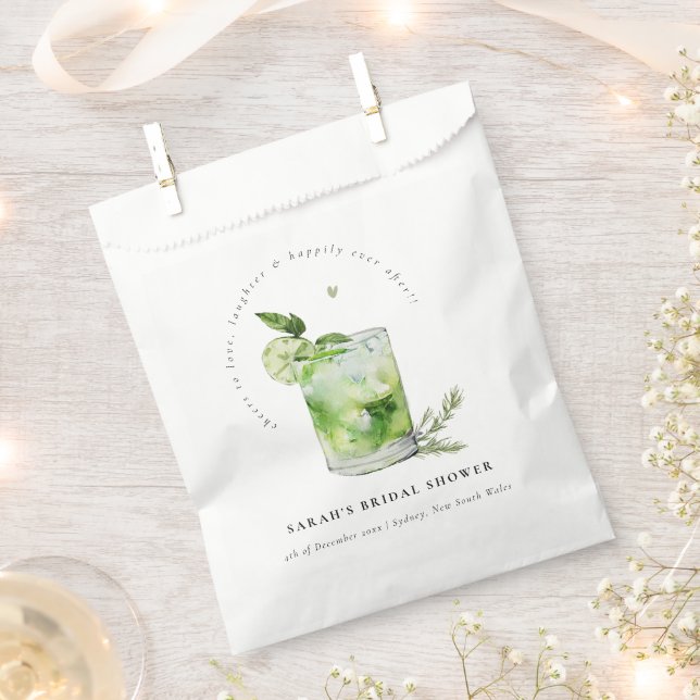 Elegant Green Margarita Cocktail Bridal Shower Favour Bags (Clipped)