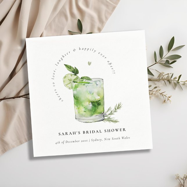 Elegant Green Margarita Cocktail Bridal Shower Napkin (Creator Uploaded)