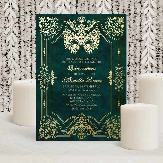 Elegant Green Masquerade Mask Quinceanera (Creator Uploaded)