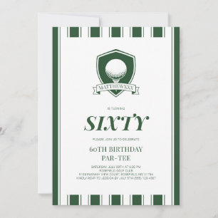 Elegant Green Men Golf Par-Tee 60th Birthday Party Invitation