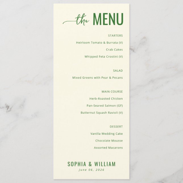 Elegant Green Menu Template (Front)