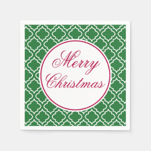 Elegant Green Merry Christmas Napkins