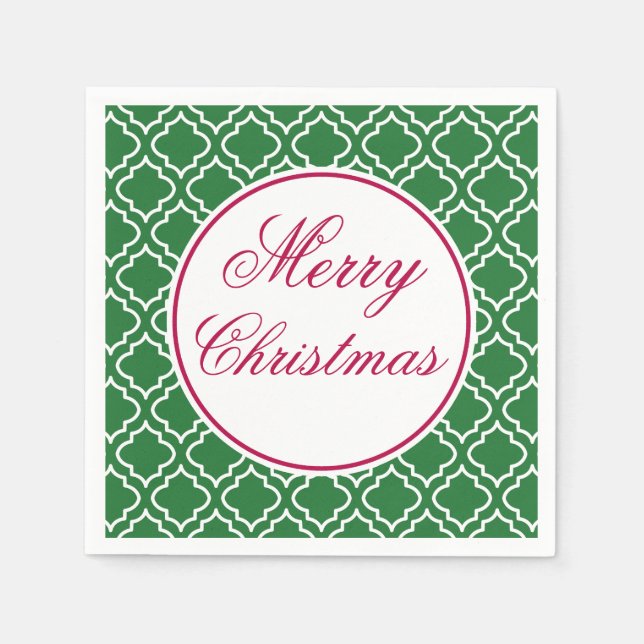Elegant Green Merry Christmas Napkins (Front)