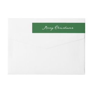 Elegant Green Merry Christmas Return Address Wrap Around Label