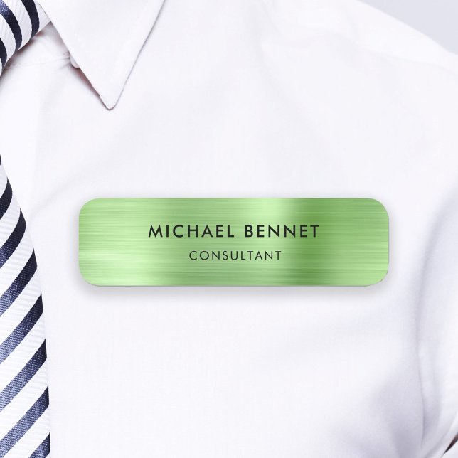 Elegant Green Metallic Professional Business Name Tag (Elegant Green Metallic Professional Business Name Tag)