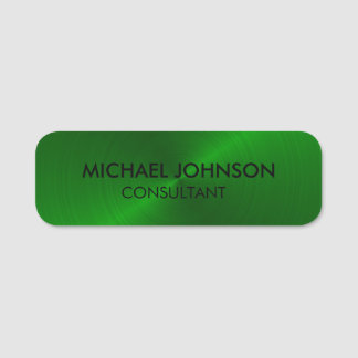 Elegant Green Metallic Professional Business Name Tag