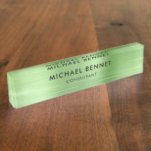 Elegant Green Metallic Professional Business Nameplate