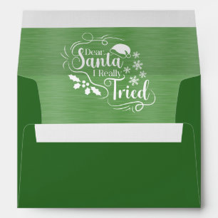 Elegant Green Metallic White Christmas Text Envelope