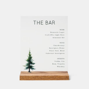 Elegant Green Minimalist Bar Menu Acrylic Sign