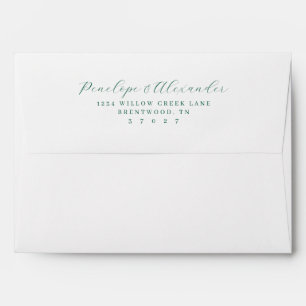 Elegant Green Minimalist Calligraphy Envelope