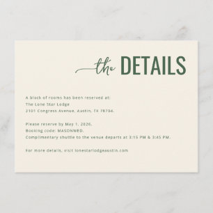 Elegant Green Minimalist Details Enclosure Card