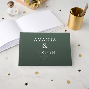 Elegant Green Minimalist Guest Book