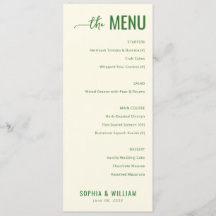 Elegant Green Minimalist Menu