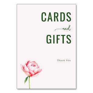 Elegant Green Minimalist Peony Table Number