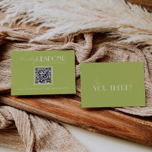 Elegant Green Minimalist QR Code Wedding RSVP Card