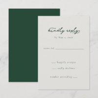 Elegant Green Minimalist Reply Card