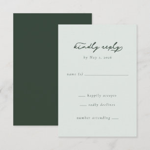 Elegant Green Minimalist RSVP Card
