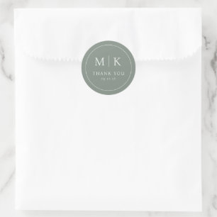 Elegant Green Minimalist Thank You Classic Round Sticker
