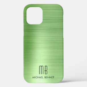 Elegant Green Monogram iPhone 12 Case