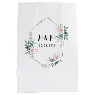 Elegant Green Monogram Eucalyptus Wedding Medium Gift Bag