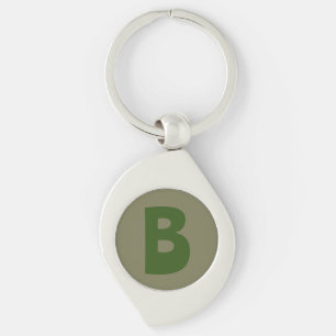 Elegant Green Monogram Initial Letter Key Ring