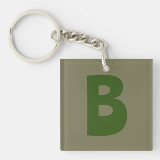 Elegant Green Monogram Initial Letter Key Ring