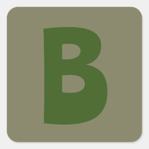 Elegant Green Monogram Initial Letter Square Sticker