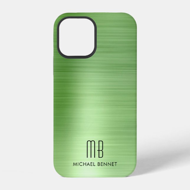 Elegant Green Monogram  iPhone Case (Back)