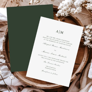Elegant Green Monogram Wedding Invitation