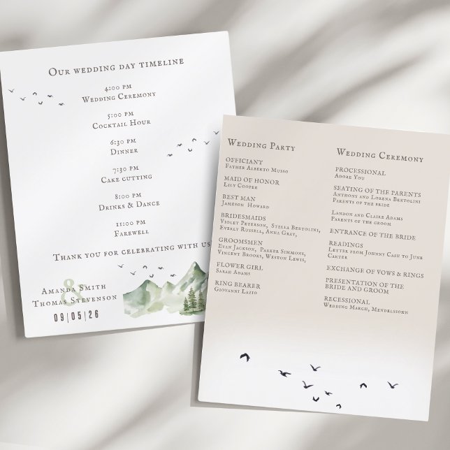 Elegant green montain landscape wedding program (Creator Uploaded)