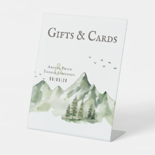 Elegant green mountain landscape gifts & cards pedestal sign