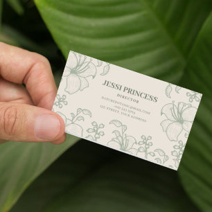 Elegant Green Nature Floral Custom Text Flower Business Card