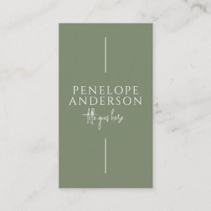 Elegant Green Neutral Boho Chic Modern Unique Business Card