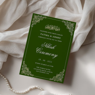 Elegant Green Nikah Islamic Muslim Wedding Invitation