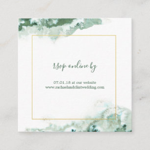 Elegant Green Ombre Marble Wedding RSVP Cards