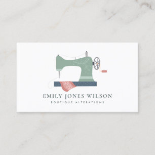ELEGANT GREEN ORANGE PINK SEWING MACHINE TAILOR BUSINESS CARD