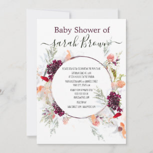ELEGANT GREEN, ORANGE, RED & WINE  BABY SHOWER INVITATION