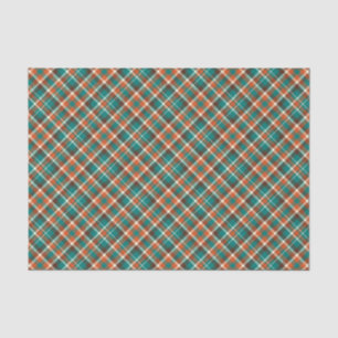 Elegant Green Orange Vintage Plaid Tissue Paper